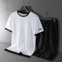Summer Casual Sports Ice Silk ort Sve T-irt Seven-Foot orts Loose Large Size Two