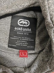 Ecko Unltd Shirt Mens Large Gray Marled Short Sleeve Hoodie Graphic EO12K821