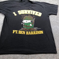 Vintage Peanuts Snoopy Ft Ben Harrison Shirt Mens Large Black I Survived 80s