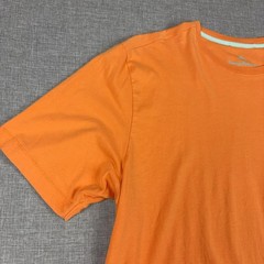 Tommy Bahama Shirt Mens M Orange Pima Cotton Pocket Tagless Logo Jersey Crewneck