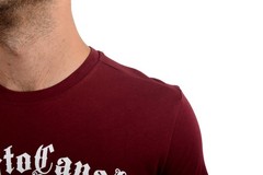 Roberto Cavalli Men’s Burgundy Graphic Print Crewneck T-Shirt US M IT 50