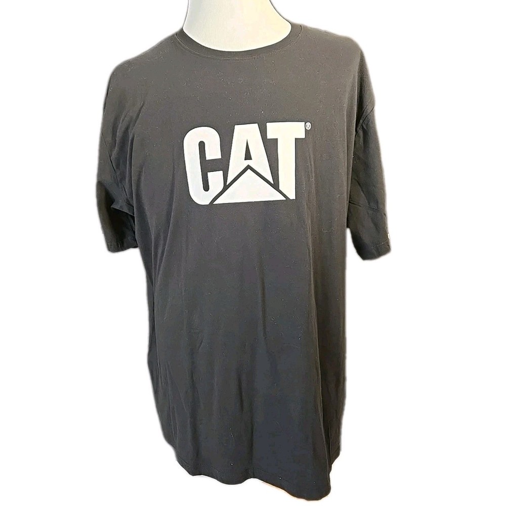 Sz 2XL Caterpillar Tshirt Men Trademark Black Tee Apparel Accessories Cotton New