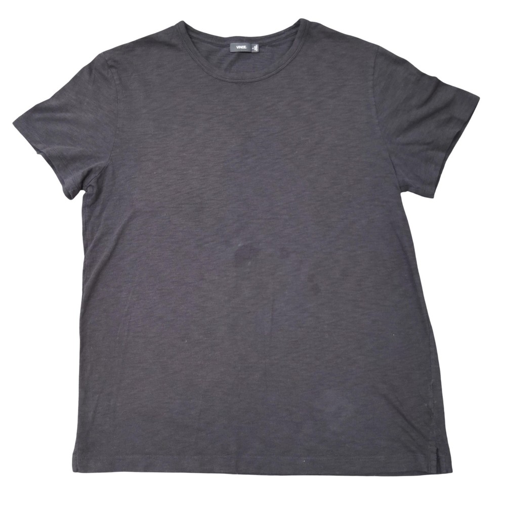 Vince Shirt Mens Large Gray Crewneck Cotton Short Sleeve Tee Solid FLAW