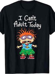 1pc Loose Fit Casual Cotton T-Shirt – “I Can’t Adult Today” Graphic, Crew Neck