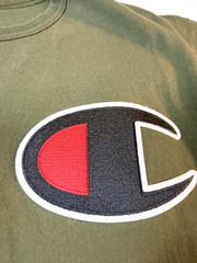 Champion Y2K TShirt Mens LG Green Big C Embroidered Logo Graphic Tee Streetwear