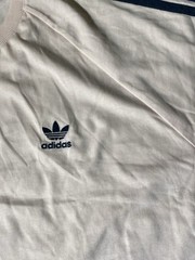 Adidas Originals T-Shirt Men’s Cream Pink Navy 3 Stripe Short Sleeve Trefoil Tee