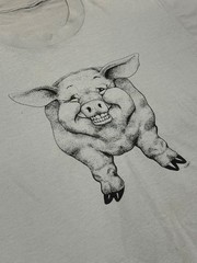 Rare Vintage Smiling Pig / Pig Butt Double Sided Single Stitch Shirt Size L