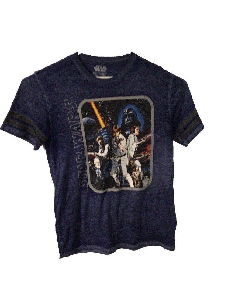 Star Wars Luke Sky Walker Heather Blue Black Print Tee Shirt Men’s Size MD 38/40