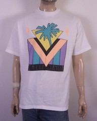 vintage 80s Air Waves 1988 California T-Shirt Pastels Art Deco Design sz XL