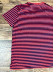 Polo Ralph Lauren Navy Blue & Red Striped S/S Shirt Pony Logo Sz Large Preowned