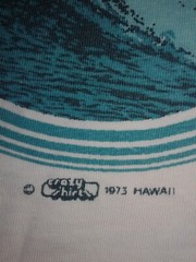 Vintage 70s Cut Crop Tee Hawaiian Crazy Shirt 1973 Palm Waves Beach Surf Hawaii