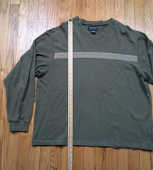 Vintage Eddie Bauer Shirt Mens XL Green Striped Long Sleeve Crew Neck