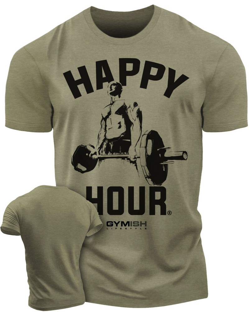 002. Happy Hour Funny Workout Gym T-Shirt for Men