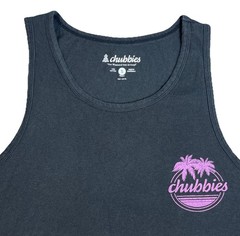 Chubbies Tank Top Mens Small S Black The Weekend Has Arrived Tropical Palm Tree
