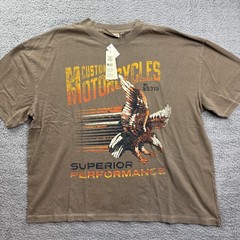 No Boundaries Shirt Mens XL Brown Custom Motorcycles Eagle Graphic Tee Oversized