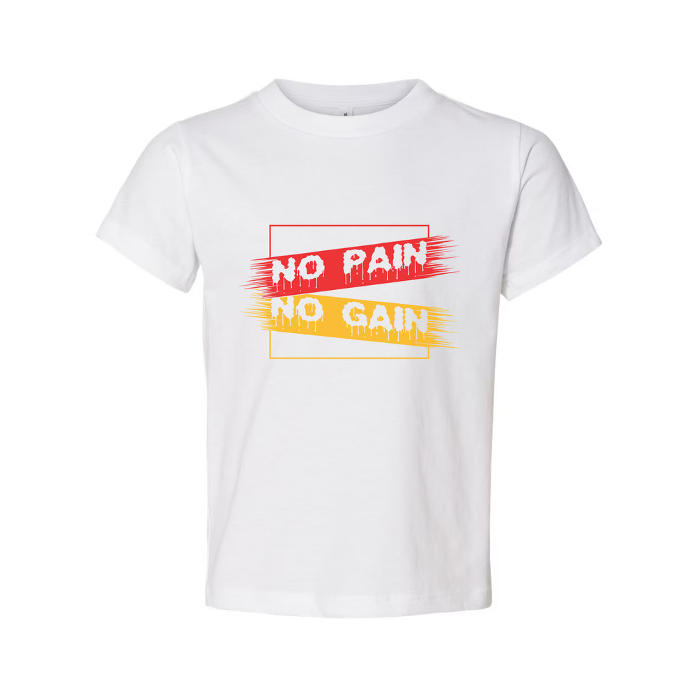 White Unisex No Pain No Gain Graphic T Shirt For Workout Training And Everyday W