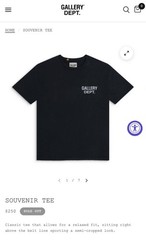 Gallery Dept. Souvenir Tee Washed Black Size Large Authentic Brand New With Tags