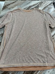 Tommy Bahama Men’s Beige Short Sleeve Crew Neck Cotton Knit Logo T-Shirt L