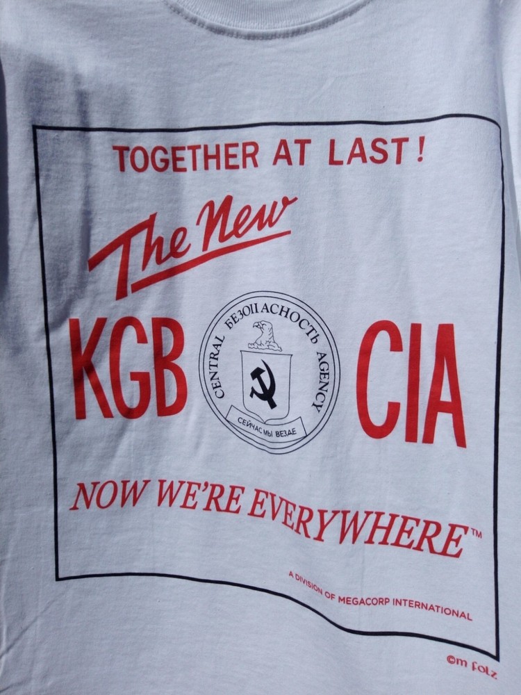 Reprint of vtg KGB CIA Shirt USA USSR Russia Ukraine Gorbachev Putin Biden Trump