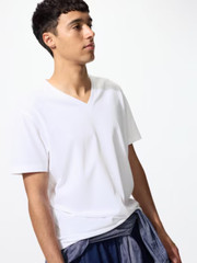 UNIQLO Dry Color V-Neck T-Shirt XS-4XL White/Black/Gray/Navy/Olive/Blue 6 Colors