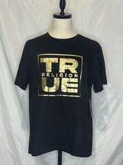 NWT True Religion Metallic Shattered Logo Tee Jet Black Men’s Size Large 107812
