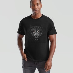 Spiral Forest Wolf Unisex T Shirt Black Cotton Goth Biker Rock Graphic Tee Shirt