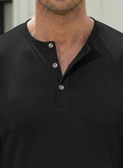Men’s Muscle Slim Henley Shirts Crewneck Longline T-Shirt Gym