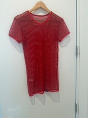 Manstore Mens Mesh Showstopper Red Polymide & Elastic T-Shirt Top Size XL
