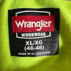 Wrangler T-Shirt Mens XL Neon Yellow Long Sleeve Workwear Pocket Hi-Vis Casual