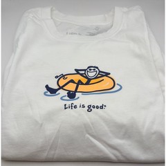 Life is Good Mens Crusher Tee White Inner Tube Jake Graphic T-Shirt Large NWT