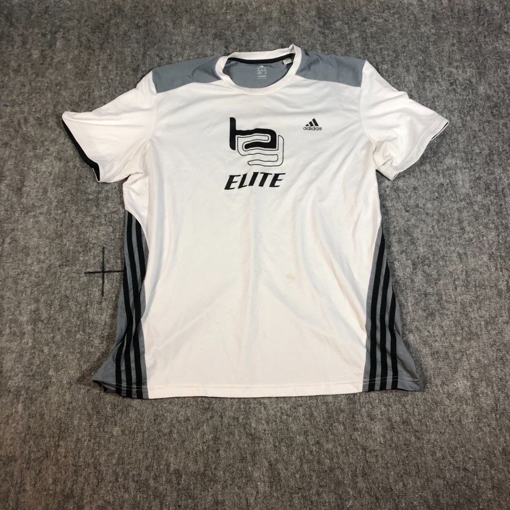 Adidas Elite T-Shirt Men’s 2XL White Gray Performance Clima Cool Short Sleeve