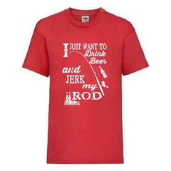 Fishing Drink Beer And Jerk Rod Humour Novelty T Shirt Various Colours And Sizes