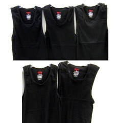 5pk LEVI’S BLACK TANK TOPS, SIZE LARGE (42-44), 60% Cotton / 40% Polyester, NEW