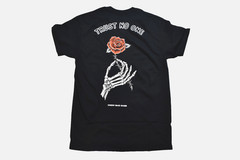 Know Bad Daze Trust No One Mens Black Skeleton Hand Rose Black Shirt New Medium