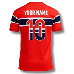 Custom Norway Soccer Shirt Personalized Name Number Norwegian Flag Tee
