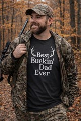 Mens Best Buckin Dad Ever Antlers T shirt Funny Fathers Day Hunting Tee for Guys
