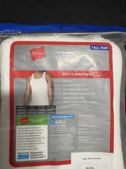 Hanes Ultimate White Tank Tops A-Shirt 5 Pack 2XT Tall Man Tagless Ribbed NWT