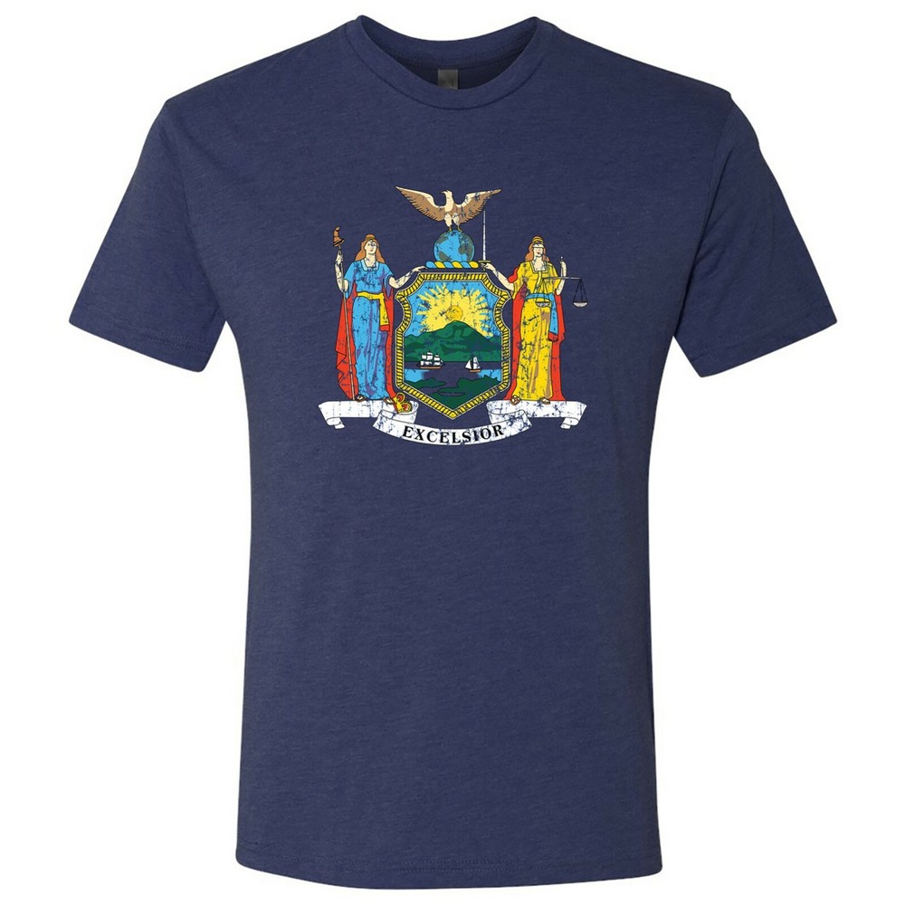 New York Flag State Pride Hometown Triblend Mens T-Shirt – Vintage Navy