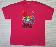 Disney Alice In Wonderland Pink Cotton Blend T-shirt Size XL Gildan