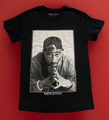 Poetic Justice Tupac Shakur Graphic T-Shirt Black Short Sleeve Size M