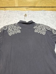 Gypsy 05 Embroidered Black Pullover Button Long Sleeve Small Made In USA-919