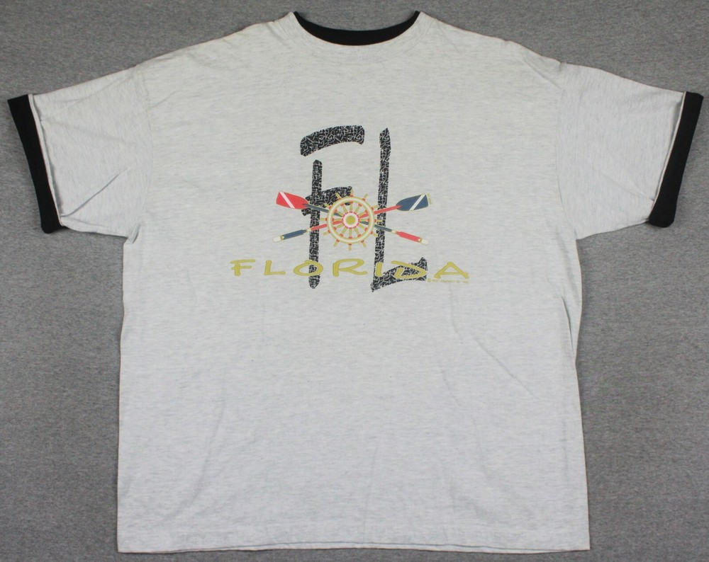 Vintage 90’s Florida Nautical Roll Cuff T-Shirt XL Single Stitched