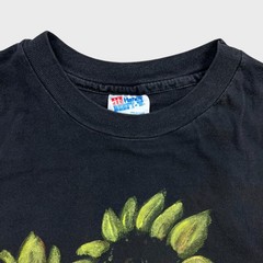 Vintage Sun Flower T Shirt Mens XL Black USA Painted Faded Single Stitch 90s Tee