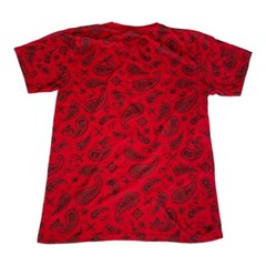 Men’s Large Shirt Short Sleeve Red Bandana Streetwear Urban Tee Y3K Casual Trend