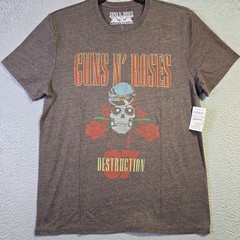 LUCKY BRAND Guns n Roses Mens Large Brown Casual Metal Music Rock Skull NWT