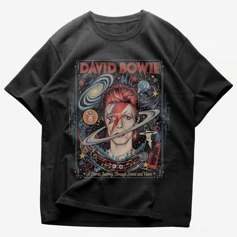 David Bowie T-Shirt – Rock Music gift for rock fan 100% cotton black US25H280