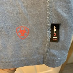 Ariat FR Shirt Mens Long Sleeve CAT 2 2112 Cotton Workwear XL Steel Blue NWT’s