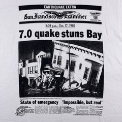 VTG 1989 San Francisco Earthquake T Shirt Mens Large Examiner Single Stitch 80s