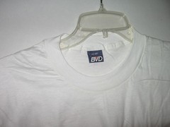 New Vintage BVD White Blank Single Stitch Combed Cotton T-Shirt Mens Large USA