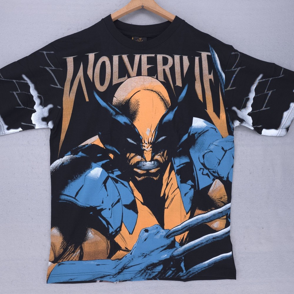 X-Men Wolverine AOP T-Shirt Mens XL Black Marvel All Over Print Comic Book Tee